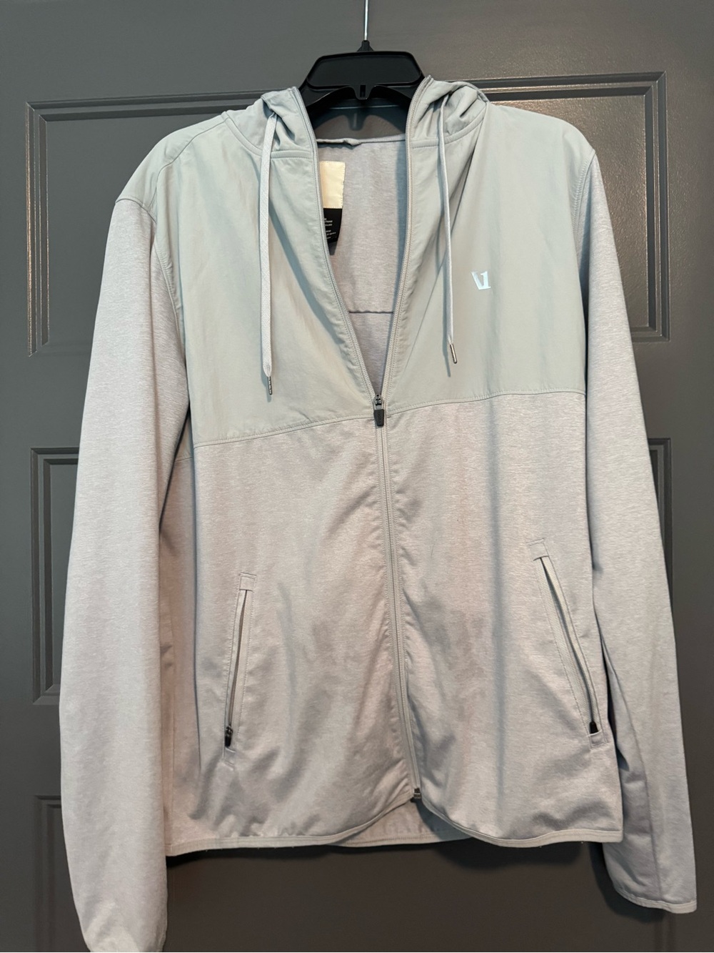 Vuori Light Gray Hooded Zip Jacket